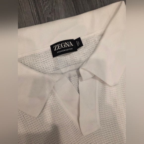 Zegna Italy Men Polo Ribbed Hem Shirt Premium Cotton Short Sleeve Ochre $1100 - Picture 9 of 16